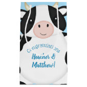 Koe Baby shower blauw Klein Cadeauzakje (Voorkant)