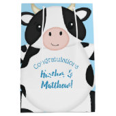 Koe Baby shower blauw Medium Cadeauzakje (Achterkant)