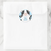 Koe Baby shower blauw Ronde Sticker (Tas)