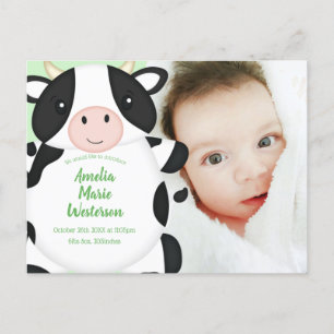 Koe Baby shower Boerderij Briefkaart