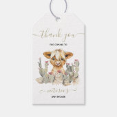 Koe Baby shower Cactus Cadeaulabel (Voorkant)