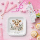 Koe Baby shower Cactus Papieren Bordje (Feest)