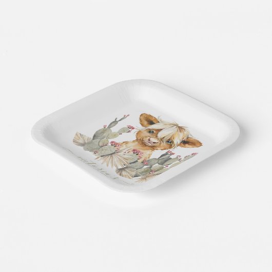 Koe Baby shower Cactus Papieren Bordje (Gebogen)