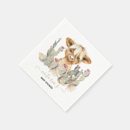 Koe Baby shower Cactus Servet (Hoek)