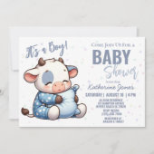 Koe Baby shower Dusty Blue Boy Boerderij Kaart (Voorkant)