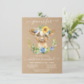 Koe Baby shower Floral Kaart (Staand voorkant)