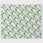 Koe Baby shower Groen Cadeaupapier (Vlak)