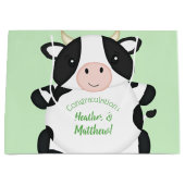 Koe Baby shower Groen Groot Cadeauzakje (Voorkant)