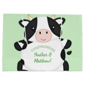 Koe Baby shower Groen Groot Cadeauzakje (Achterkant)