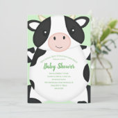 Koe Baby shower Groen Kaart (Staand voorkant)
