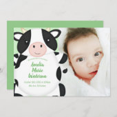 Koe Baby shower Groen Kaart (Voorkant / Achterkant)