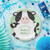 Koe Baby shower Groen Papieren Bordje (Feest)