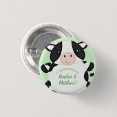 Koe Baby shower Groen Ronde Button 3,2 Cm (Voorkant /achterkant)
