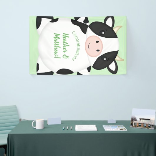 Koe Baby shower Groen Spandoek (Beurs)