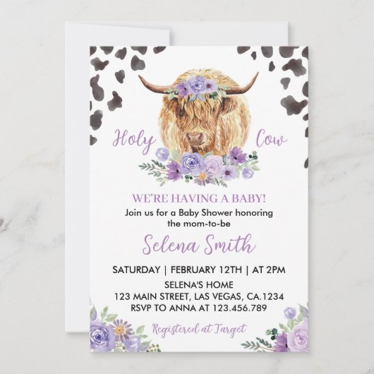 Koe Baby shower Kaart (Voorkant)