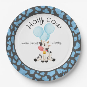 Koe Baby shower Papieren Bordje