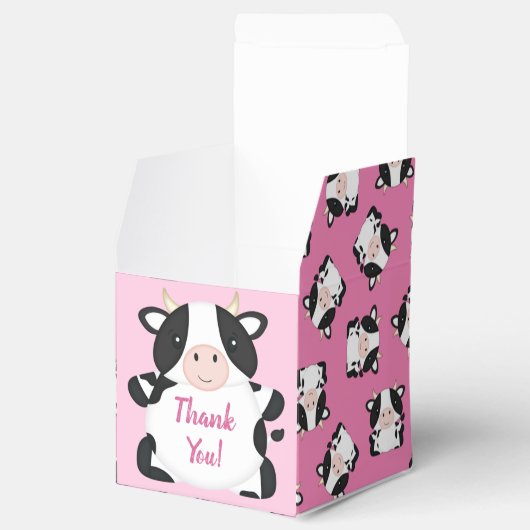 Koe Baby shower Roze Bedankdoosjes (Geopend)