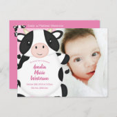Koe Baby shower Roze Briefkaart (Voorkant / Achterkant)