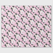 Koe Baby shower Roze Cadeaupapier (Vlak)