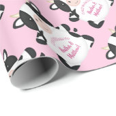 Koe Baby shower Roze Cadeaupapier (Rol Hoek)