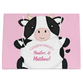 Koe Baby shower Roze Groot Cadeauzakje (Voorkant)