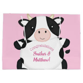 Koe Baby shower Roze Groot Cadeauzakje (Achterkant)