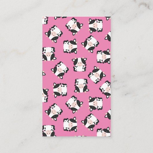 Koe Baby shower Roze Informatiekaartje (Achterkant)
