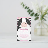 Koe Baby shower Roze Informatiekaartje (Staand voorkant)