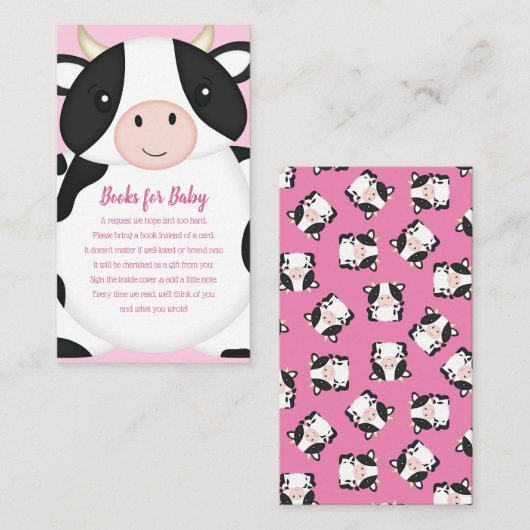 Koe Baby shower Roze Informatiekaartje (Voorkant / Achterkant)