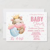 Koe Baby shower Roze Meisje Boerderij Kaart (Voorkant)