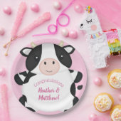 Koe Baby shower Roze Papieren Bordje (Feest)