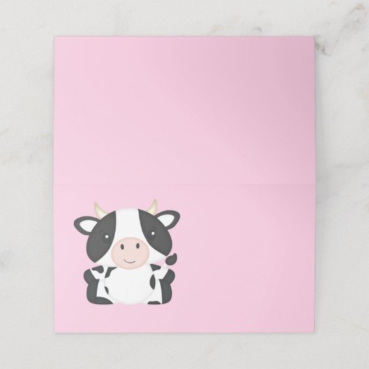 Koe Baby shower Roze Plaatskaartje (Buitenkant ongevouwen)