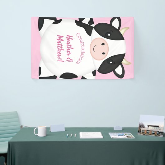 Koe Baby shower Roze Spandoek (Beurs)