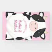 Koe Baby shower Roze Spandoek (Horizontaal)