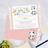 Koe Baby shower | Schattige Bloemenkalf op Rustiek Kaart