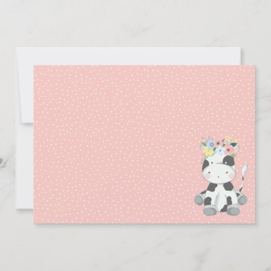 Koe Baby shower | Schattige Bloemenkalf op Rustiek Kaart (Achterkant)