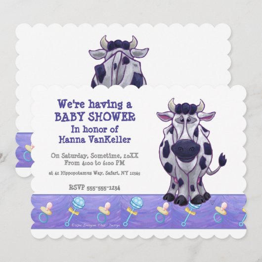 Koe Baby shower Uitnodigen Kaart (Voorkant / Achterkant)