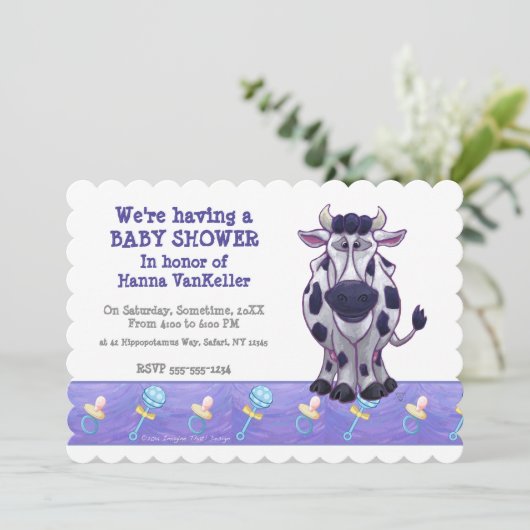 Koe Baby shower Uitnodigen Kaart (Staand voorkant)