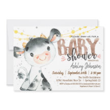 Koe Baby shower uitnodiging, Jongen, Boerderij