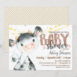 Koe Baby shower uitnodiging, Jongen, Boerderij Kaart
