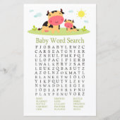 Koe Baby shower Word Search Game (Voorkant)