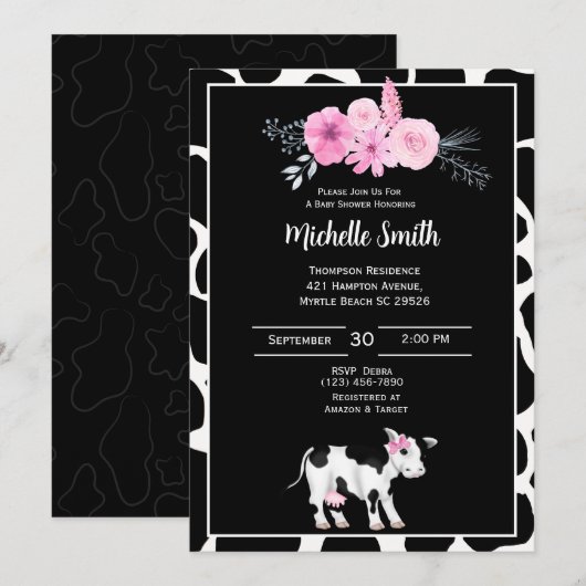 Koe Babyschoenen afdrukken Kaart (Voorkant / Achterkant)