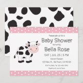 Koe Babyschoenen Roze poka Dots Kaart (Voorkant / Achterkant)