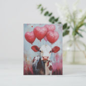 Koe ballon Valentijnsdag Briefkaart (Staand voorkant)