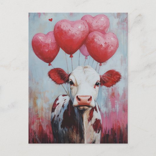 Koe Ballon Valentijnsdag Briefkaart (Voorkant)