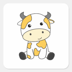 Koe Banana Kawaii Retro Japanse Koeien voor banane Vierkante Sticker