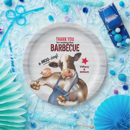 Koe Barbecue Garnalenfeest Papieren Bordje (Feest)