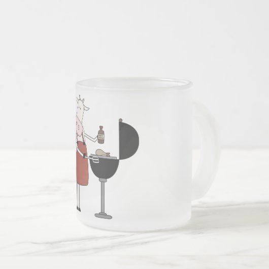 Koe Barbeque Tshirts en geschenken Matglas Koffiemok (Voorkant rechts)