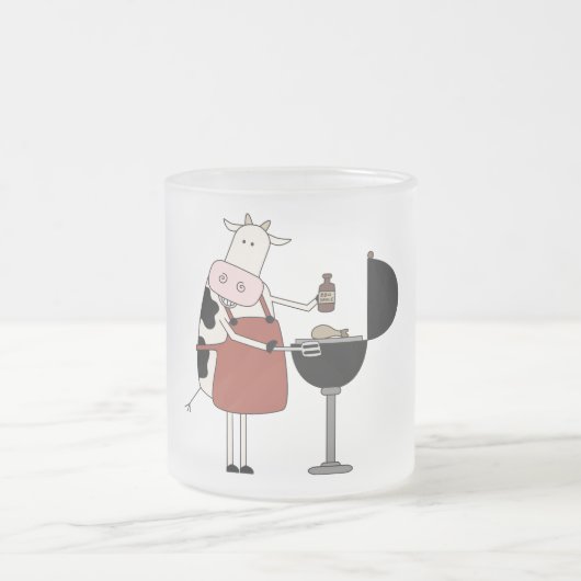 Koe Barbeque Tshirts en geschenken Matglas Koffiemok (Center)