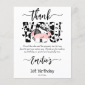 Koe Barnyard verjaardagsfeestje dank u kaart (Voorkant)